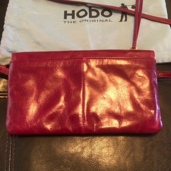 HOBO Rudy Raspberry Foldover Crossbody Women's Leather Lined Purse - Picture 9 of 14